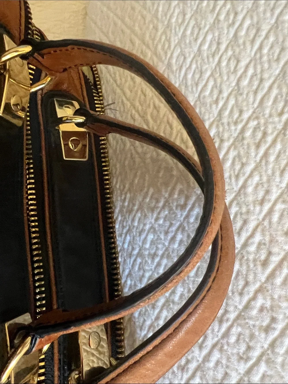 Badgley Mischka Black and Brown Two-Tone Leather Laptop Bag